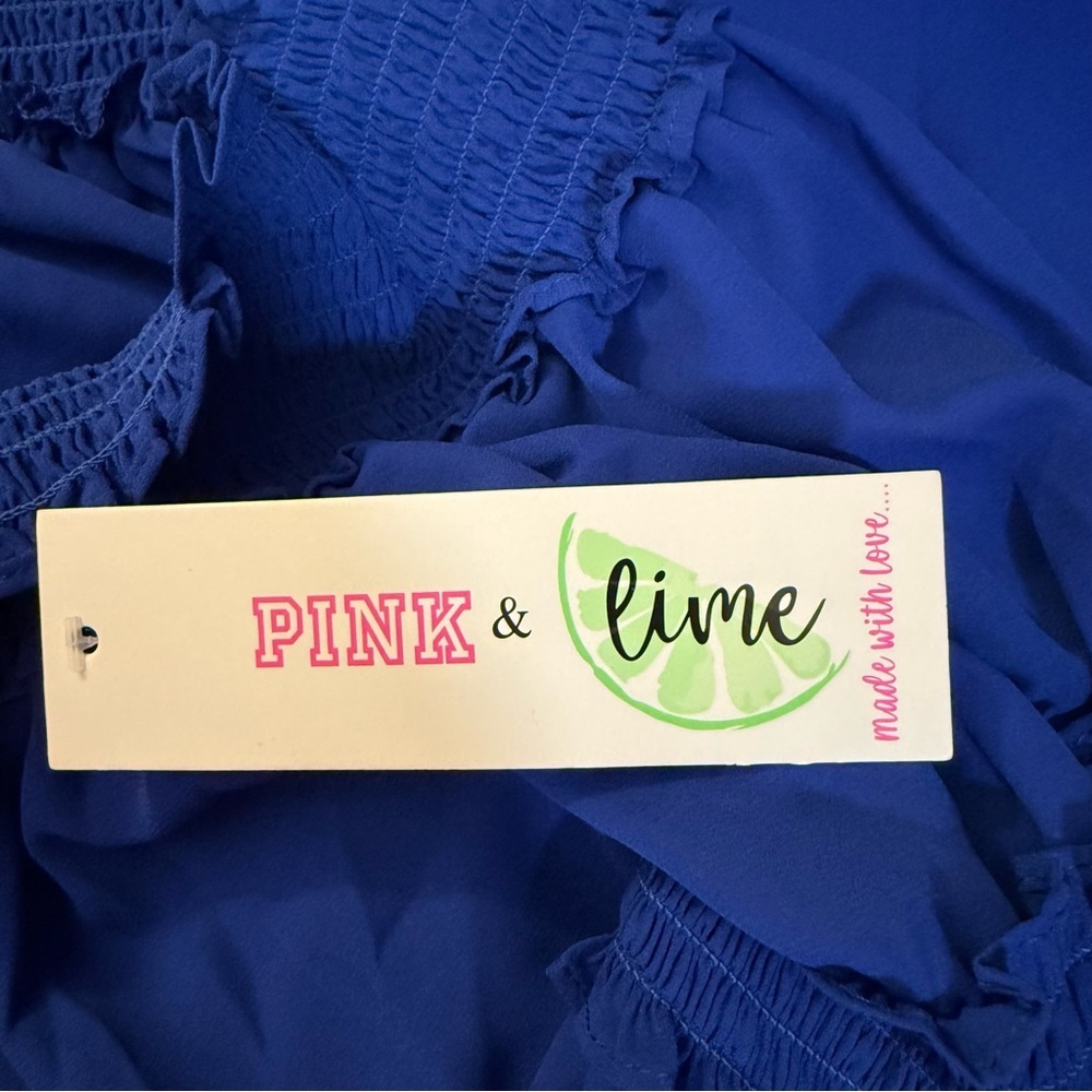 NWT PINK & Lime Boutique Cerulean Smocked Mini Dress - Picture 4 of 6